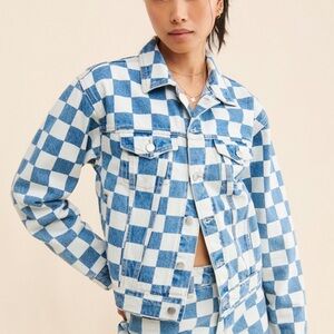 Mittoshop Checkered Denim Jacket
